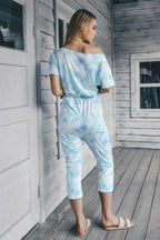 Tie Dye One Shoulder Drawstring Fit Jumpsuit | Mixtshop LLC