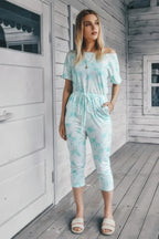 Tie Dye One Shoulder Drawstring Fit Jumpsuit | Mixtshop LLC