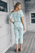 Tie Dye One Shoulder Drawstring Fit Jumpsuit | Mixtshop LLC