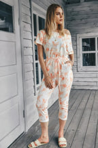 Tie Dye One Shoulder Drawstring Fit Jumpsuit | Mixtshop LLC