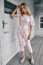 Tie Dye One Shoulder Drawstring Fit Jumpsuit | Mixtshop LLC