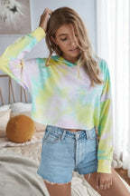 Tie Dye Crop Loose Pullover Hoodie | Mixtshop LLC