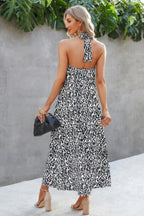 Animal Print Backless Halter Flowing Maxi Dress | Mixtshop LLC
