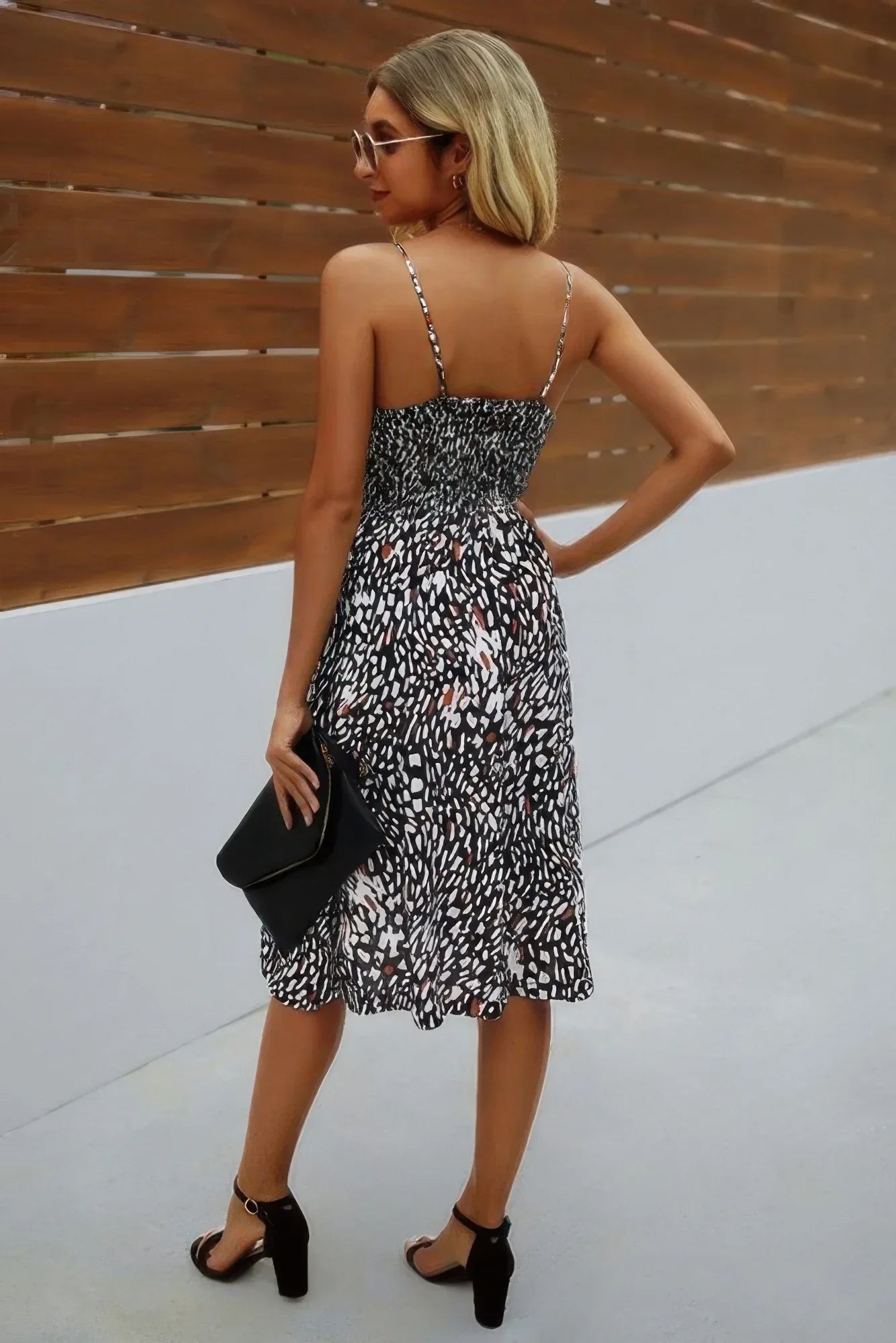 V Neck Spaghetti Strap Leopard Cut Out Midi Dress Secondary image