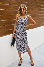 Leopard Printed Deep V Neck Sleeveless Loose Dress | Mixtshop LLC
