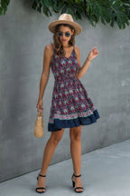 Floral Spaghetti Strap Button Down Ruffle Mini Dress | Mixtshop LLC