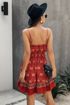 Floral Spaghetti Strap Button Down Ruffle Mini Dress | Mixtshop LLC