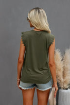 Round Neck Hollow Shoulder Solid Fit Top | Mixtshop LLC