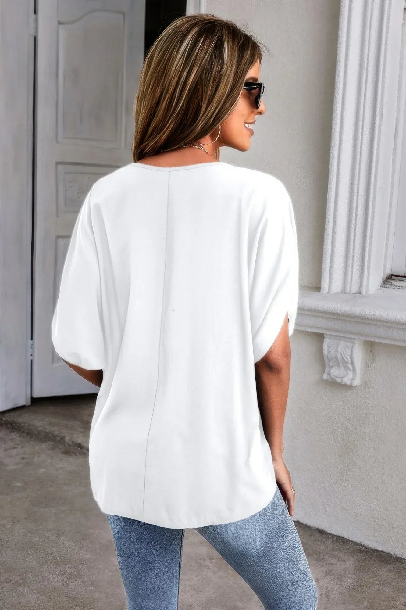 V Neck Formal Batwing Half Sleeve Loose Shirt | Mixtshop LLC