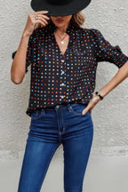 Polka Dot Print Puff Sleeve Loose Shirt | Mixtshop LLC