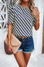 Puff Sleeves Allover Print Knot Loose Fit Top | Mixtshop LLC