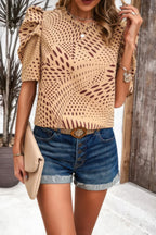 Puff Sleeves Allover Print Knot Loose Fit Top | Mixtshop LLC