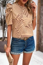 Puff Sleeves Allover Print Knot Loose Fit Top | Mixtshop LLC