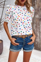 Puff Sleeves Allover Print Knot Loose Fit Top | Mixtshop LLC