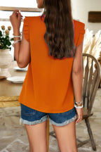 Solid Frill Trim Mock Neck Sleeveless Tunic Blouse | Mixtshop LLC