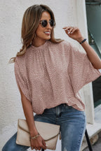 Mock Neck Batwing Sleeve Solid Loose Blouse | Mixtshop LLC