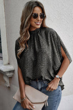 Mock Neck Batwing Sleeve Solid Loose Blouse | Mixtshop LLC