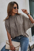 Mock Neck Batwing Sleeve Solid Loose Blouse | Mixtshop LLC