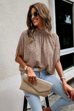 Mock Neck Batwing Sleeve Solid Loose Blouse | Mixtshop LLC