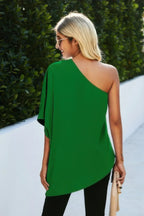 Solid Asymmetrical Collar Dolman Tunic Top | Mixtshop LLC