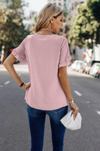 Solid Round Neck Ruffle Sleeve Loose Fit Blouse | Mixtshop LLC