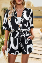 Two Piece Printed Button Down Elastic Waist Sets | Mixtshop LLC