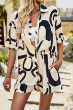 Two Piece Printed Button Down Elastic Waist Sets | Mixtshop LLC