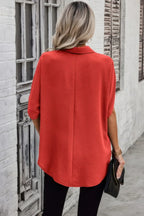 Solid Front Open Button Loose Fit Blouse | Mixtshop LLC