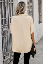Solid Front Open Button Loose Fit Blouse | Mixtshop LLC