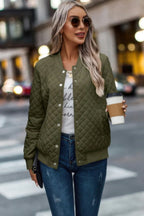 Solid Plaid Stitch Pockets Bomber Jacket | Mixtshop LLC