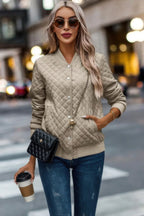 Solid Plaid Stitch Pockets Bomber Jacket | Mixtshop LLC