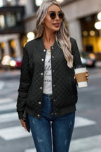 Solid Plaid Stitch Pockets Bomber Jacket | Mixtshop LLC