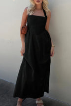 Halter Solid Pockets Sleeveless A Line Long Dress | Mixtshop LLC