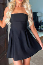 Off Shoulder Elegant Tube Cuff A Swing Short Dress | Mixtshop LLC