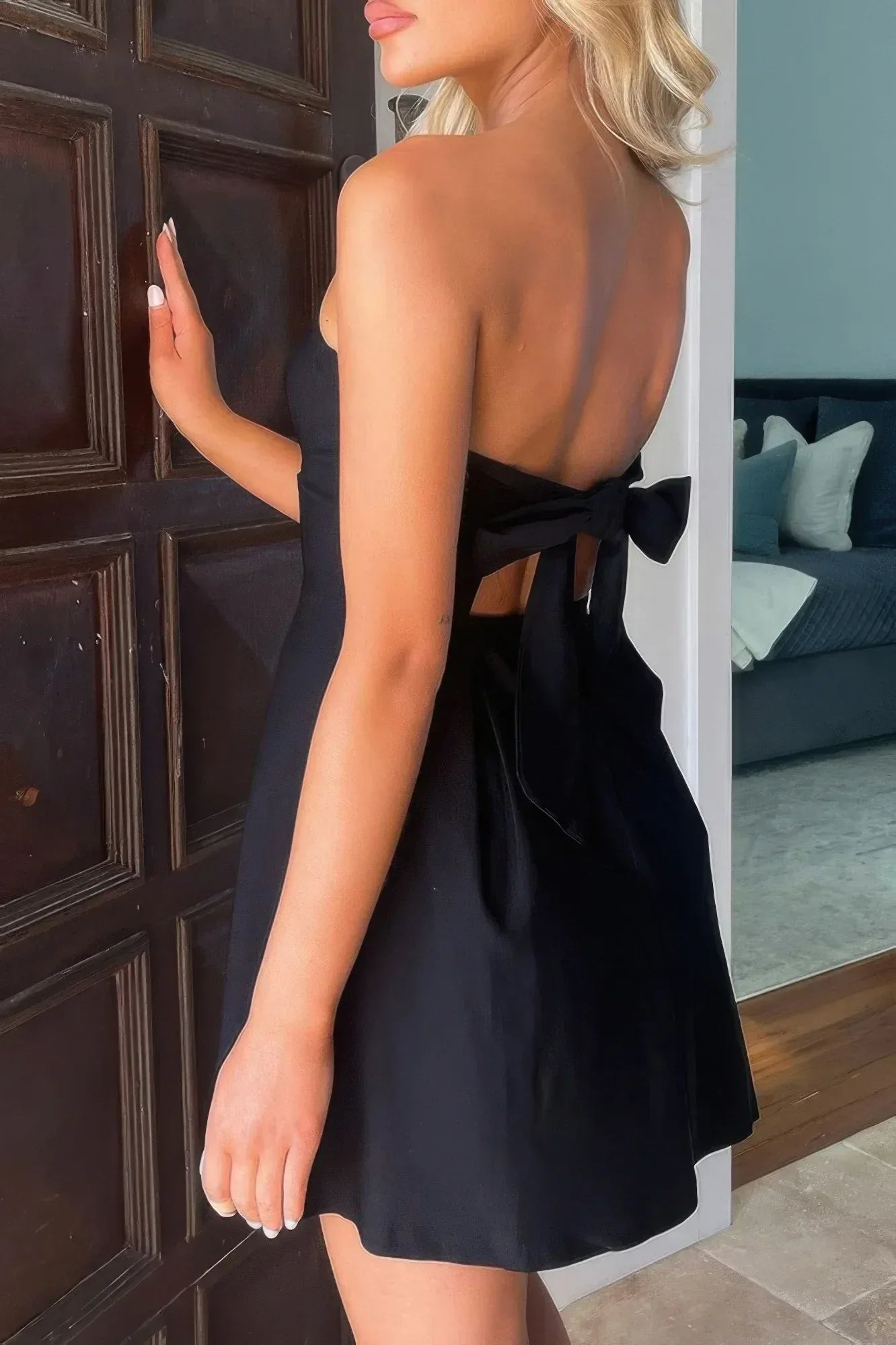 Off Shoulder Elegant Tube Cuff A Swing Short Dress | Mixtshop LLC