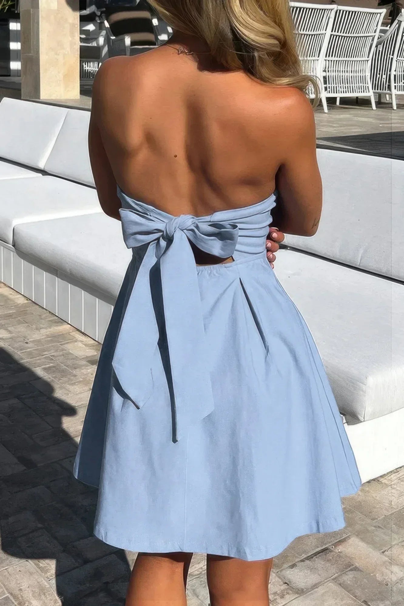 Off Shoulder Elegant Tube Cuff A Swing Short Dress | Mixtshop LLC