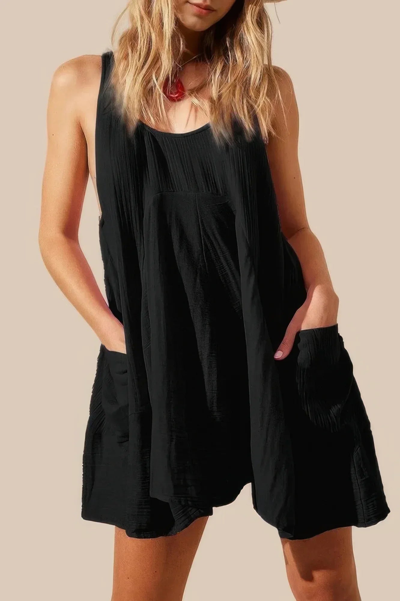 U Neck Backless Sleeveless Mini Pocket Dress | Mixtshop LLC Main image