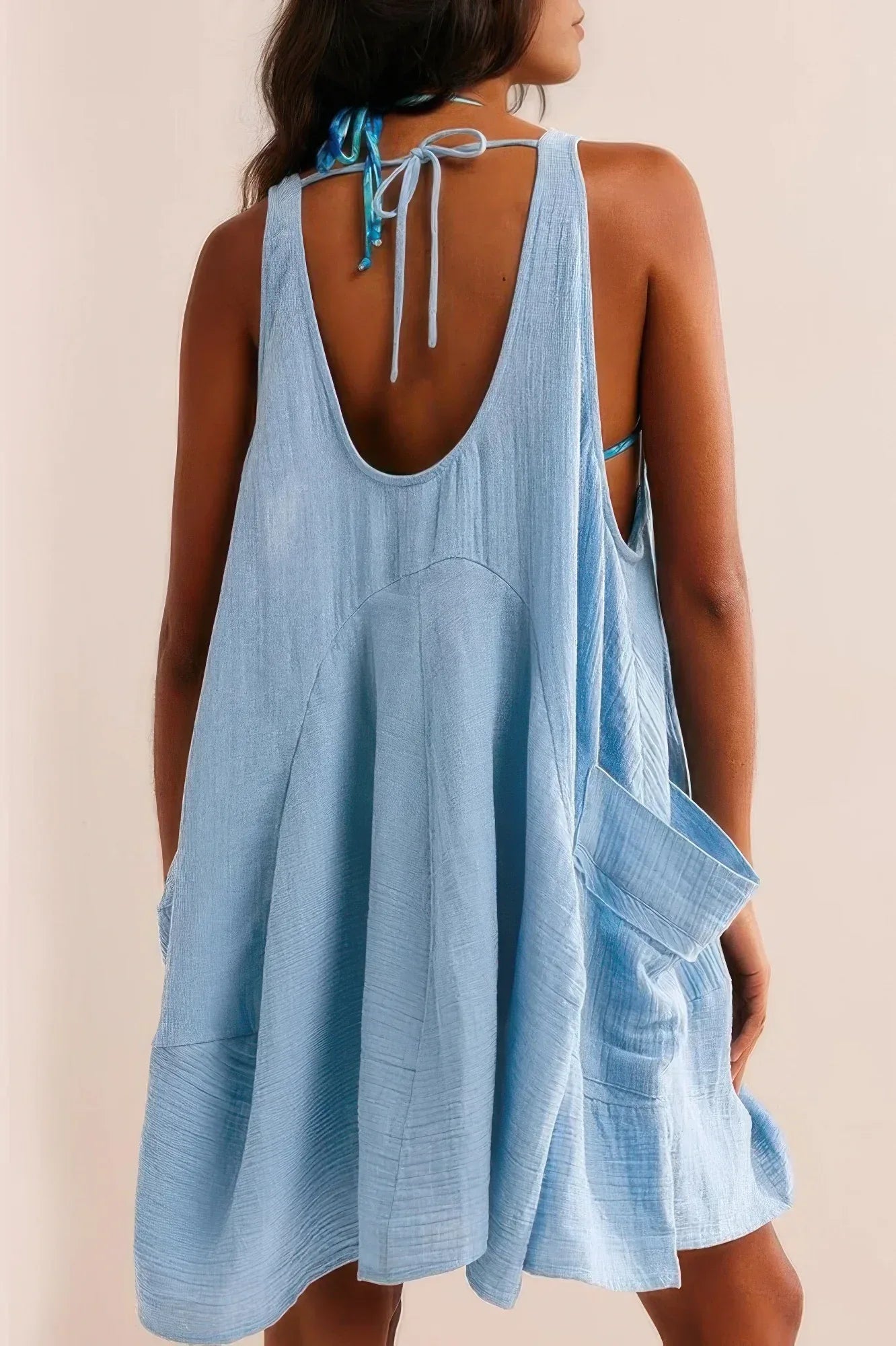 U Neck Backless Sleeveless Mini Pocket Dress | Mixtshop LLC