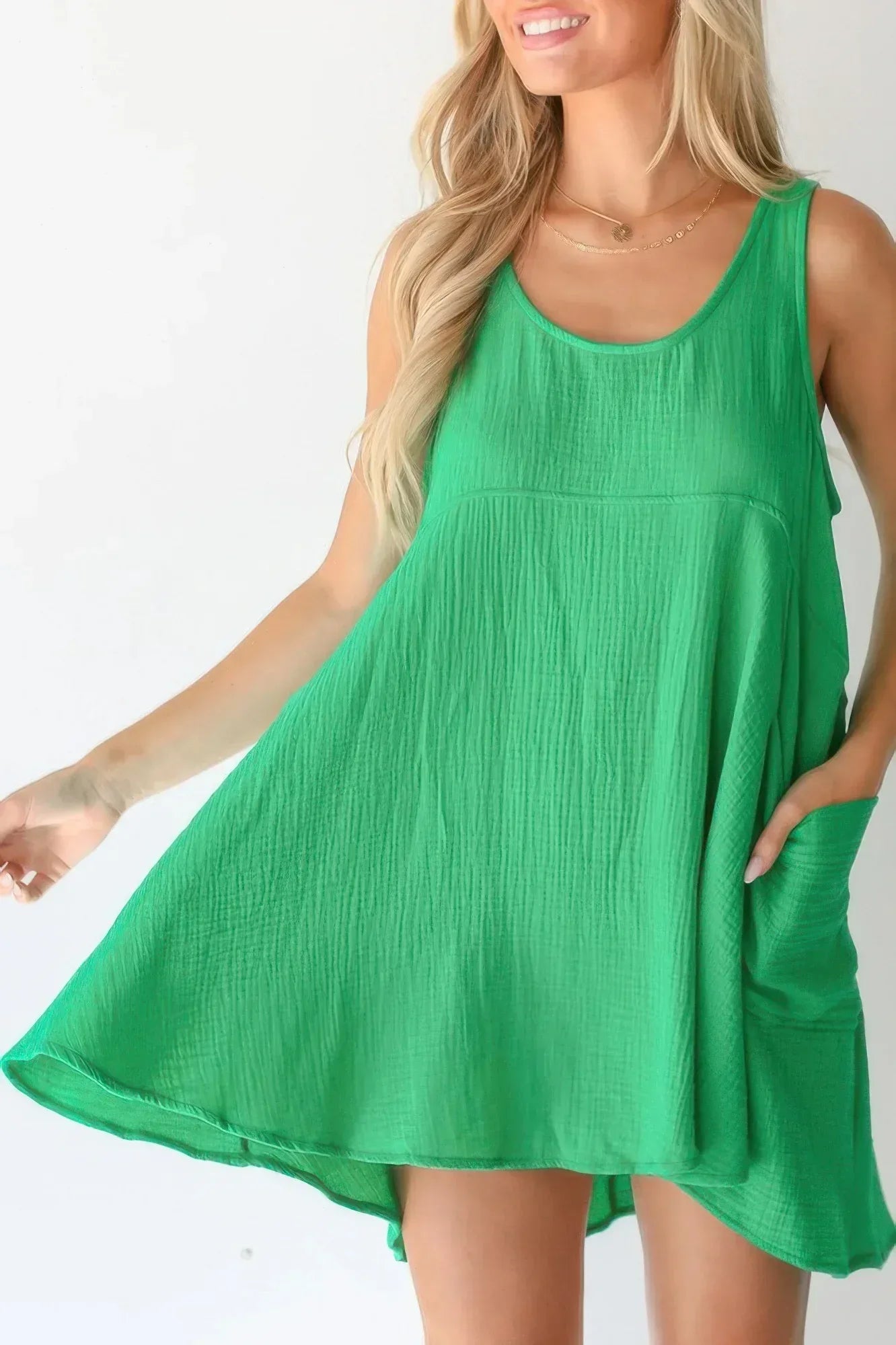 U Neck Backless Sleeveless Mini Pocket Dress | Mixtshop LLC