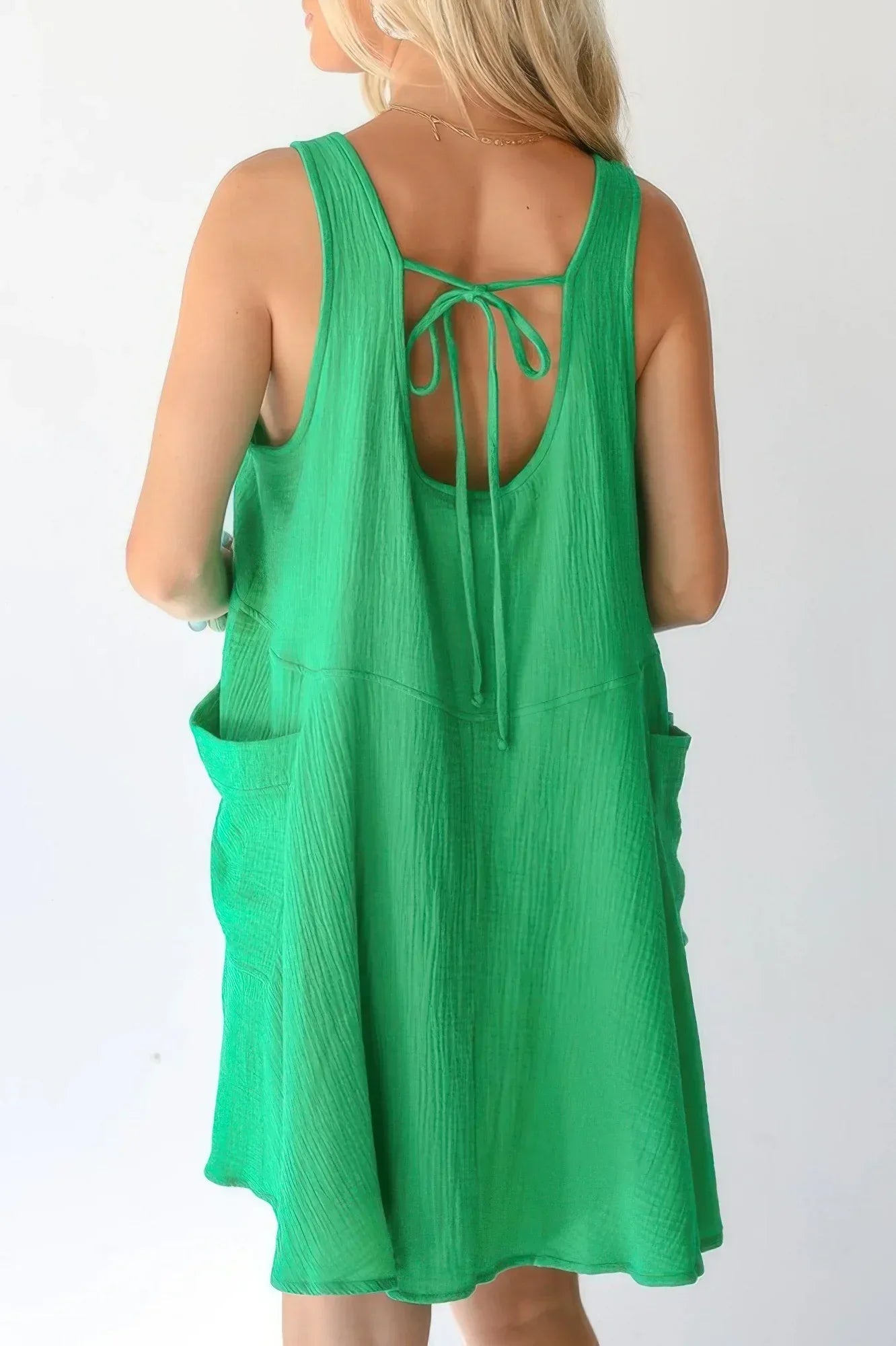 U Neck Backless Sleeveless Mini Pocket Dress | Mixtshop LLC