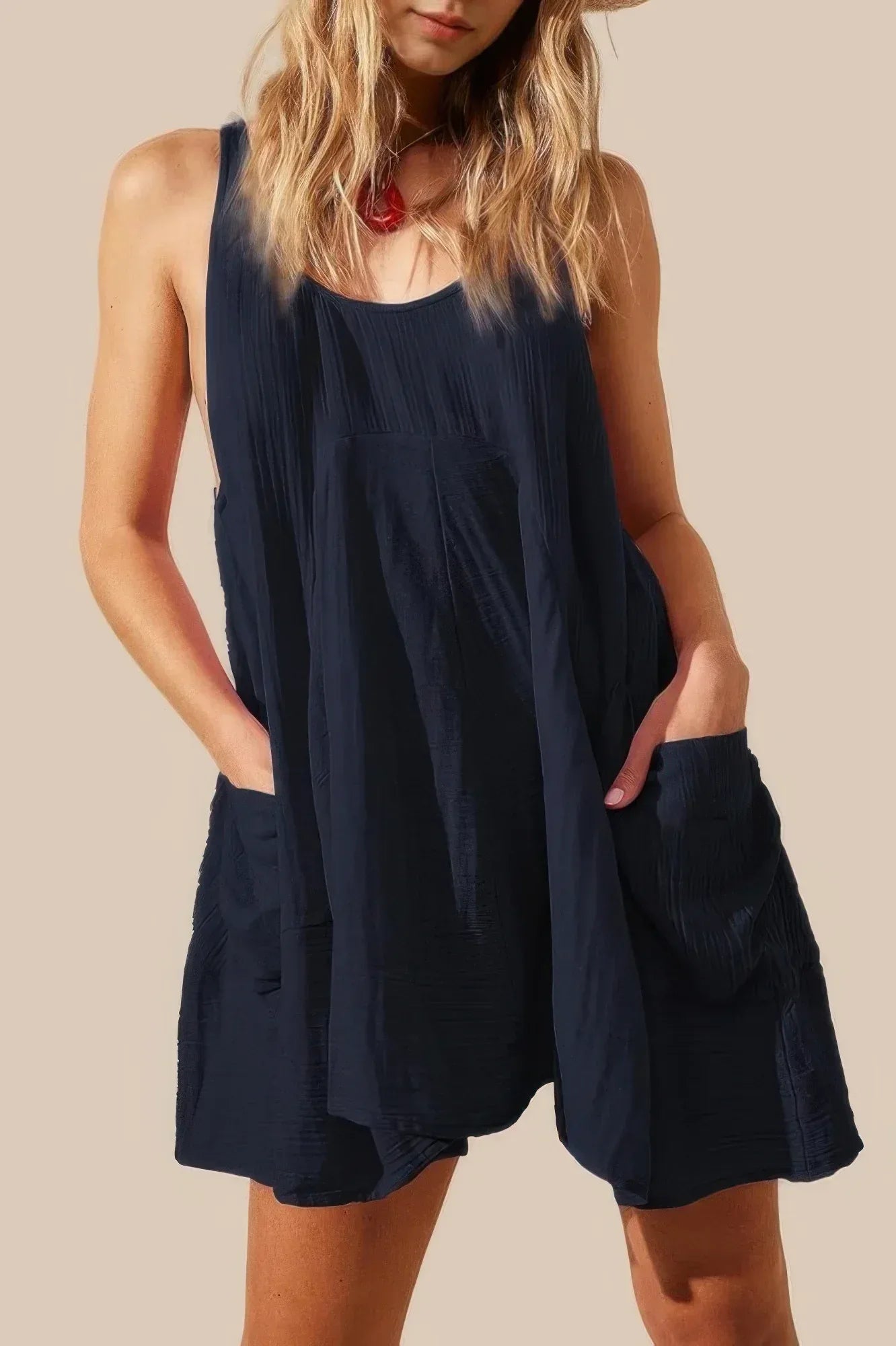 U Neck Backless Sleeveless Mini Pocket Dress | Mixtshop LLC