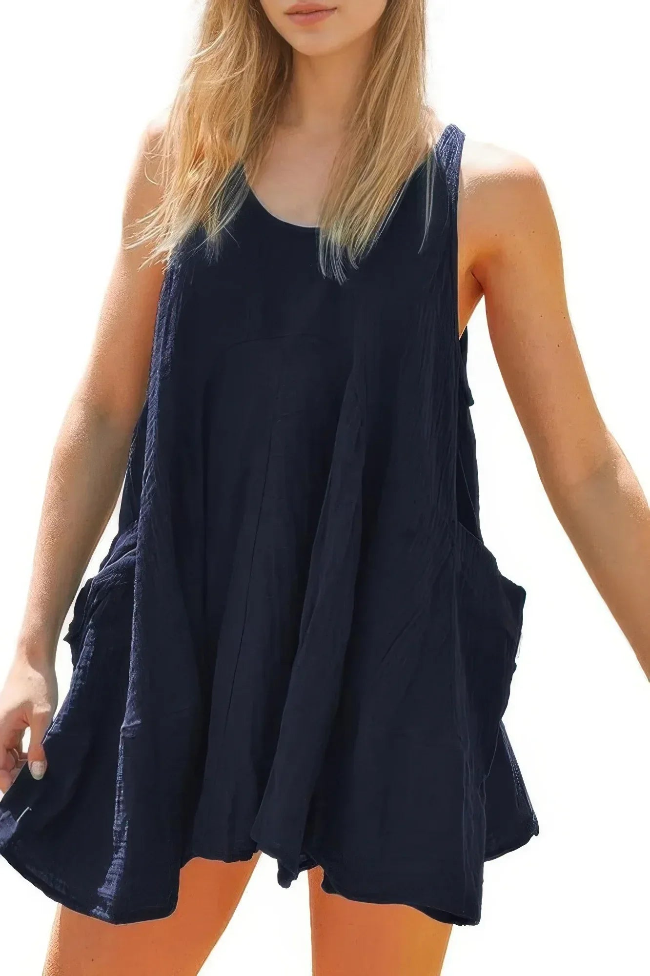U Neck Backless Sleeveless Mini Pocket Dress | Mixtshop LLC