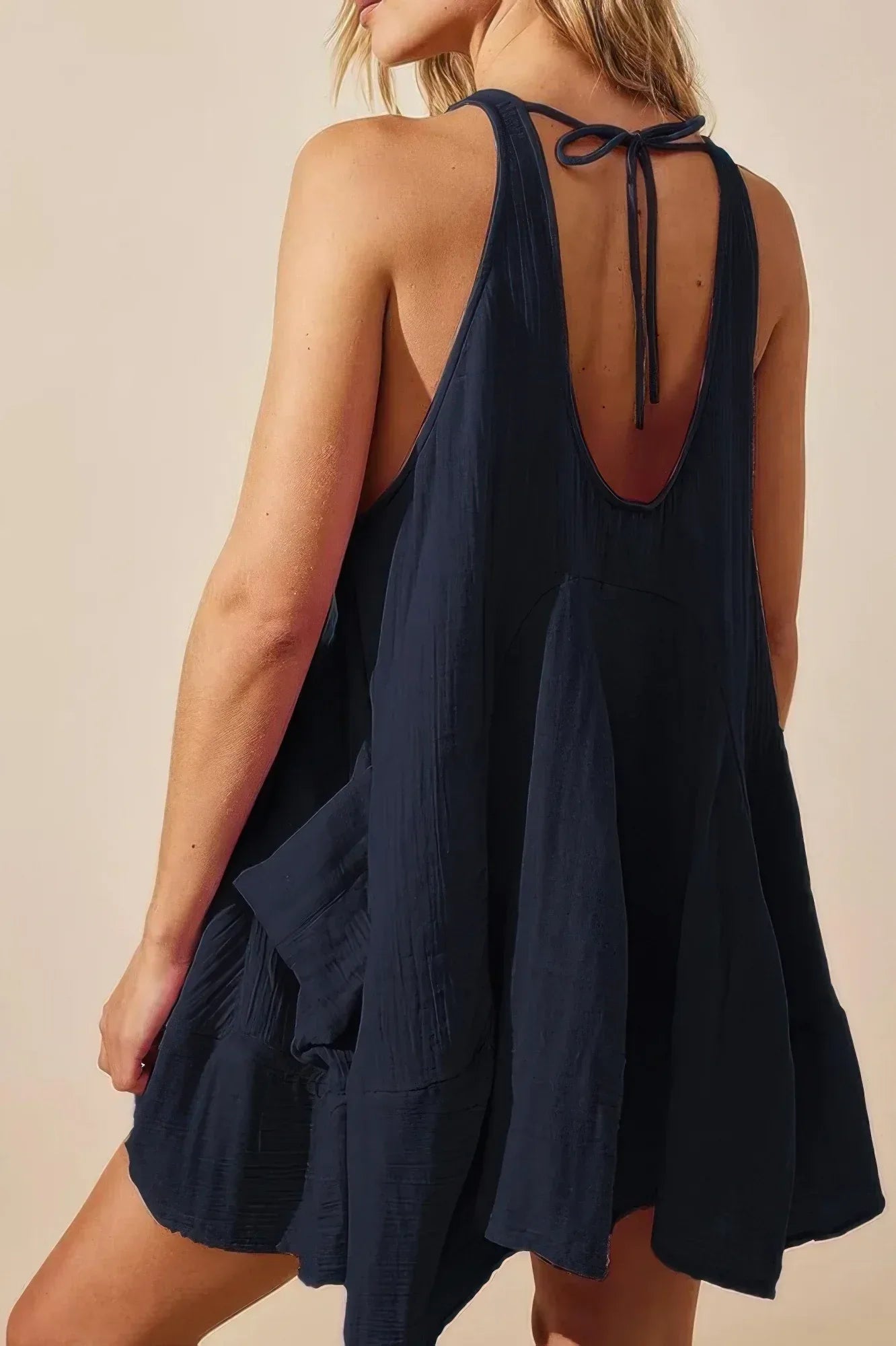 U Neck Backless Sleeveless Mini Pocket Dress | Mixtshop LLC