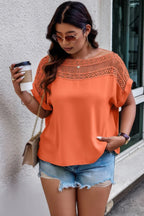 Lace Plus Pattern Printed Batwing Sleeve Blouse | Mixtshop LLC
