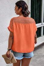 Lace Plus Pattern Printed Batwing Sleeve Blouse | Mixtshop LLC