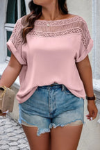 Lace Plus Pattern Printed Batwing Sleeve Blouse | Mixtshop LLC