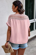 Lace Plus Pattern Printed Batwing Sleeve Blouse | Mixtshop LLC