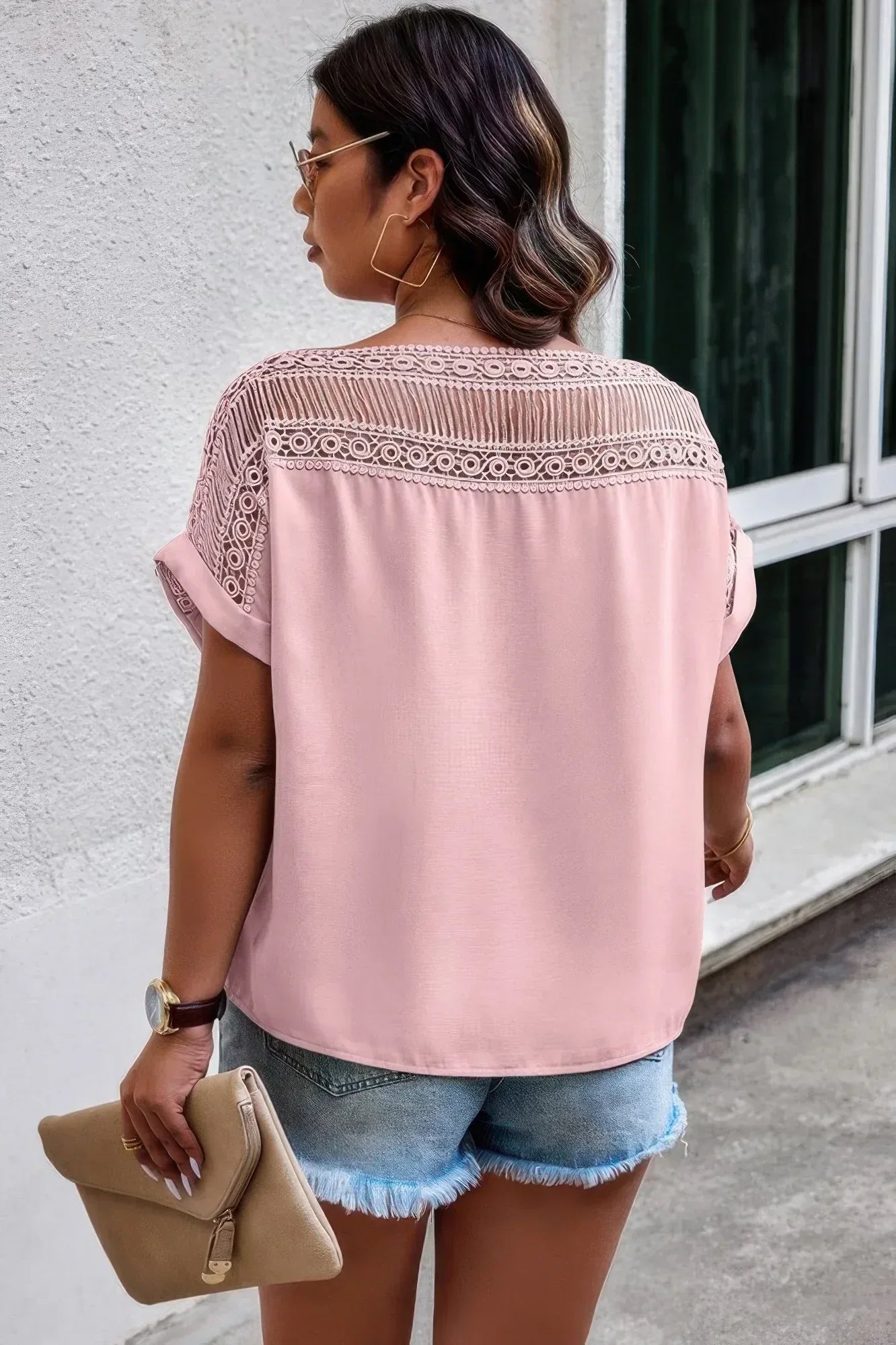 Lace Plus Pattern Printed Batwing Sleeve Blouse | Mixtshop LLC