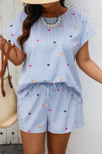 Heart Print Plus Size Two Pieces Strip Loose Sets | Mixtshop LLC