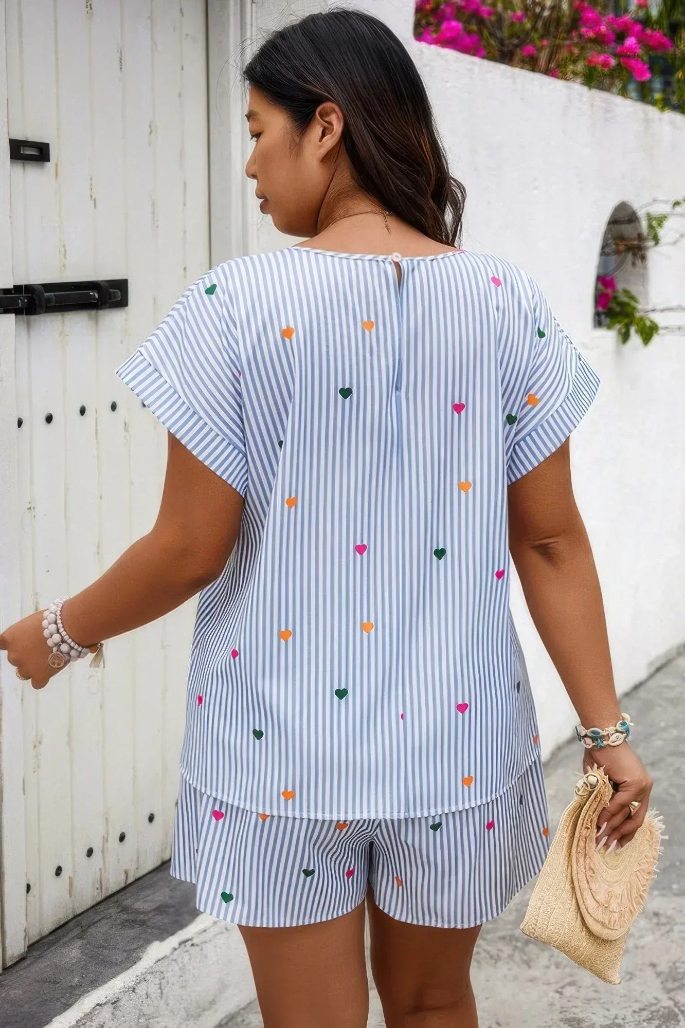 Heart Print Plus Size Two Pieces Strip Loose Sets | Mixtshop LLC